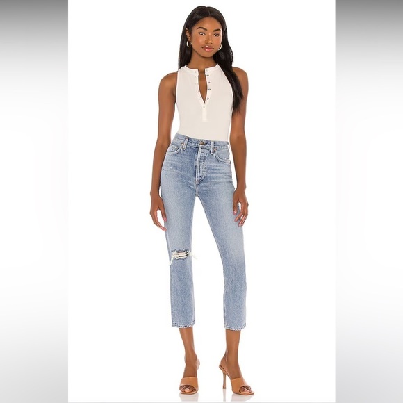 Agolde Denim - AGOLDE Riley High Rise Straight Crop in Endeavor Blue Size 26‎